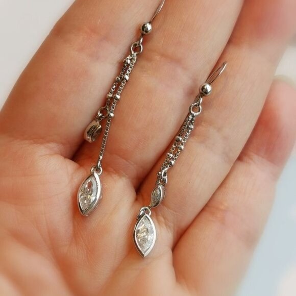 Sterling silver cz dangle drop earrings 🆕 - Picture 3 of 4
